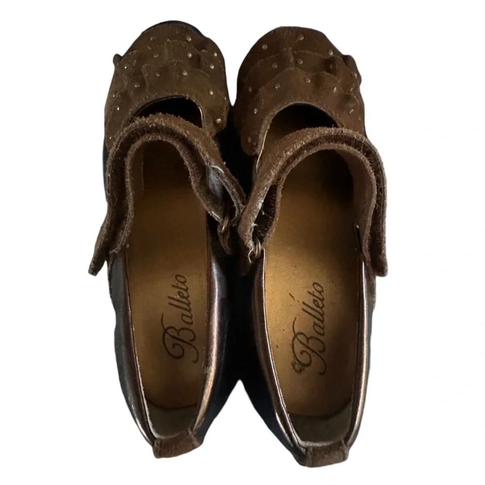 BALLETO VERONICA Brown PATENT MARY JANES Girls Flats Dress Shoes SIZE 12.5